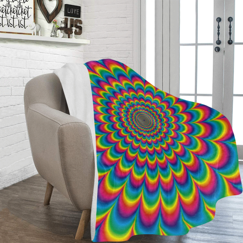 Crazy Psychedelic Flower Power Hippie Mandala Ultra-Soft Micro Fleece Blanket 60"x80"