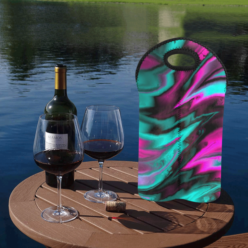 fractal waves A by JamColors 2-Bottle Neoprene Wine Bag