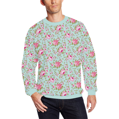 Peony Pattern All Over Print Crewneck Sweatshirt for Men/Large (Model H18)