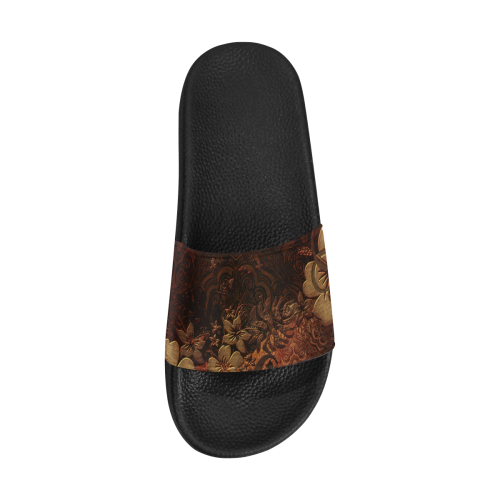 Floral design, vintage Men's Slide Sandals (Model 057)