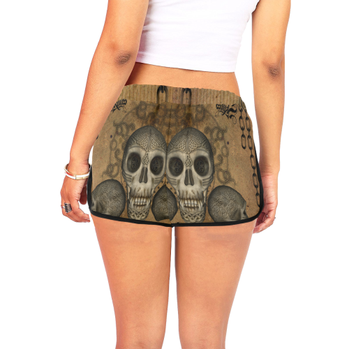 Awesome skull with celtic knot Women's All Over Print Relaxed Shorts (Model L19)