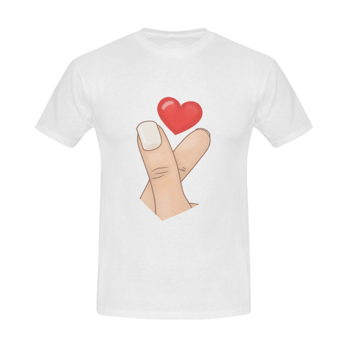 Finger Heart Men's T-Shirt in USA Size/Large (Front Printing Only)