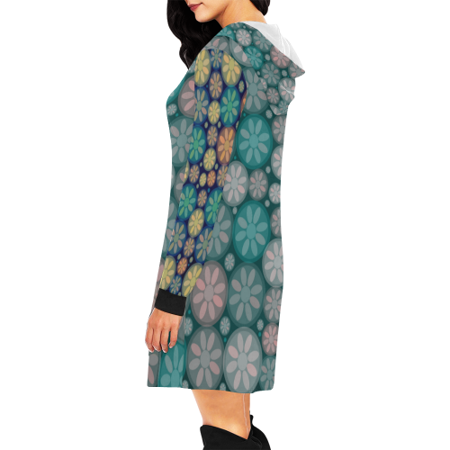 zappwaits flower y4 All Over Print Hoodie Mini Dress (Model H27)