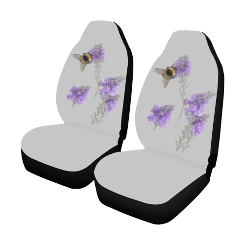 Bumblebee on Violet Flowers, floral watercolor Car Seat Covers (Set of 2)
