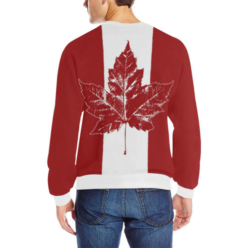 Cool Canada Sweatshirts Retro Red Men's Rib Cuff Crew Neck Sweatshirt (Model H34)