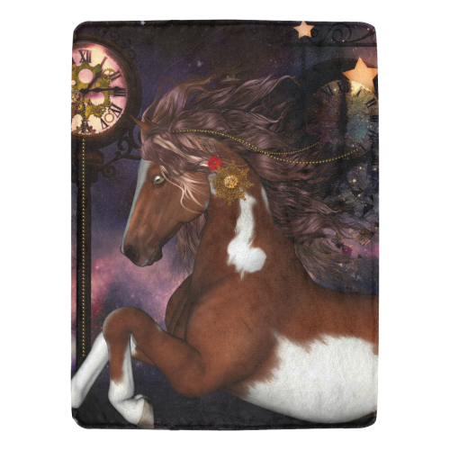 Awesome steampunk horse with clocks gears Ultra-Soft Micro Fleece Blanket 60"x80"