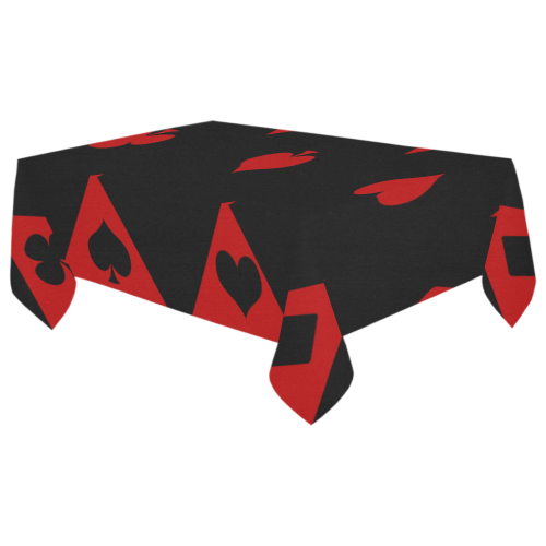 Las Vegas Black Red Play Card Shapes Cotton Linen Tablecloth 60"x 104"