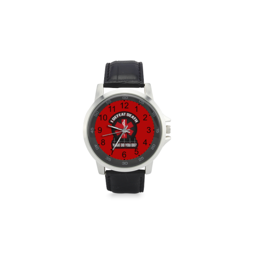 I Defeat Death EMT Unisex Stainless Steel Leather Strap Watch(Model 202)