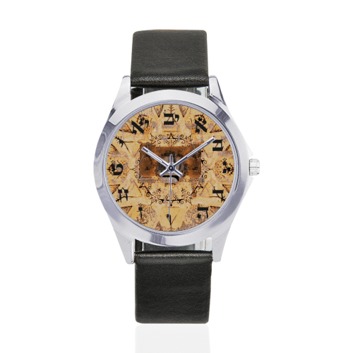 50-5 Unisex Silver-Tone Round Leather Watch (Model 216)