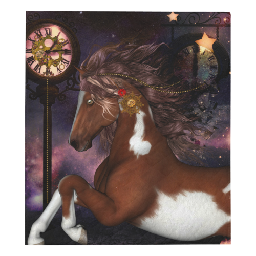 Awesome steampunk horse with clocks gears Quilt 70"x80"