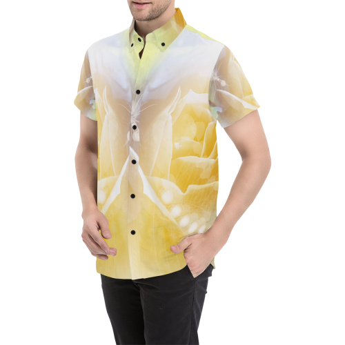 Soft yellow roses Men's All Over Print Short Sleeve Shirt (Model T53)