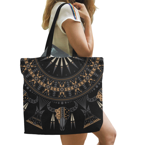 Buffalo Nation Brown All Over Print Canvas Tote Bag/Large (Model 1699)