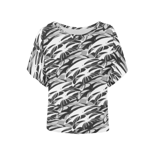 Alien Troops - Black & White Women's Batwing-Sleeved Blouse T shirt (Model T44)