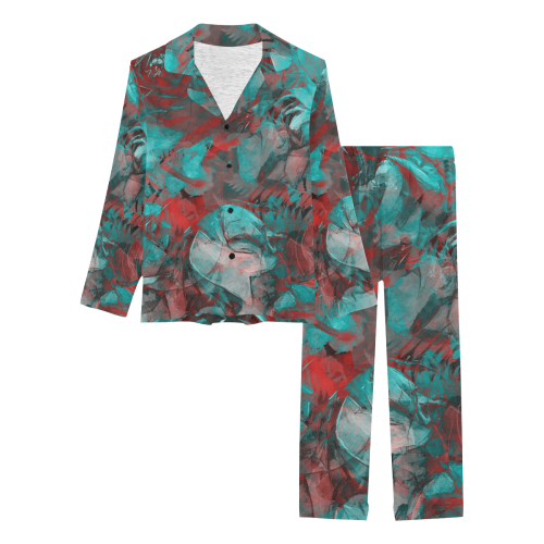 flowers flora #roses Women's Long Pajama Set (Sets 02)