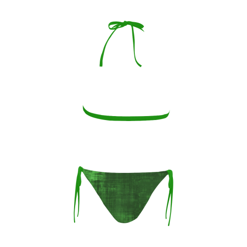 Green Grunge Buckle Front Halter Bikini Swimsuit (Model S08)