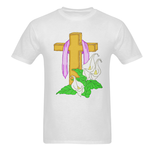 Easter Cross White Men's T-shirt in USA Size (Front Printing Only) (Model T02)