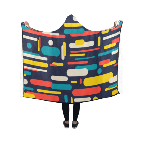 Colorful Rectangles Hooded Blanket 50''x40''