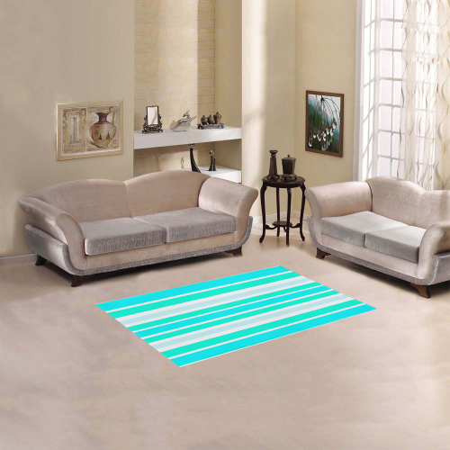Turquoise Green Stripes Area Rug 2'7"x 1'8‘’