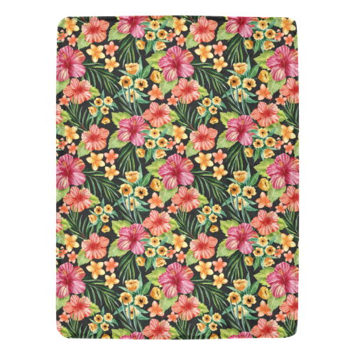 Tropical Flowers Ultra-Soft Micro Fleece Blanket 60"x80"