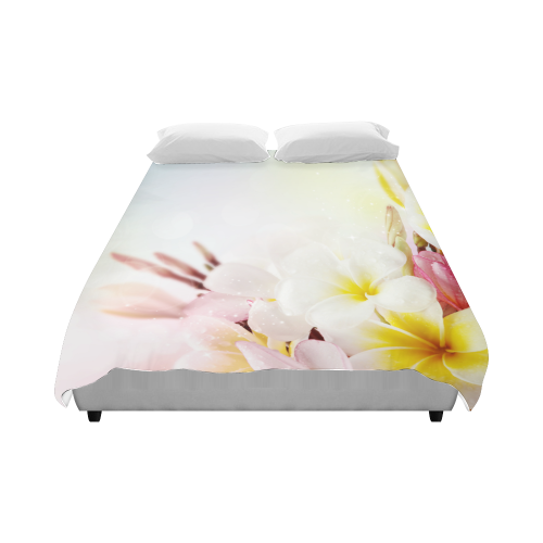 Tropical Pink and White Plumeria Duvet Cover 86"x70" ( All-over-print)