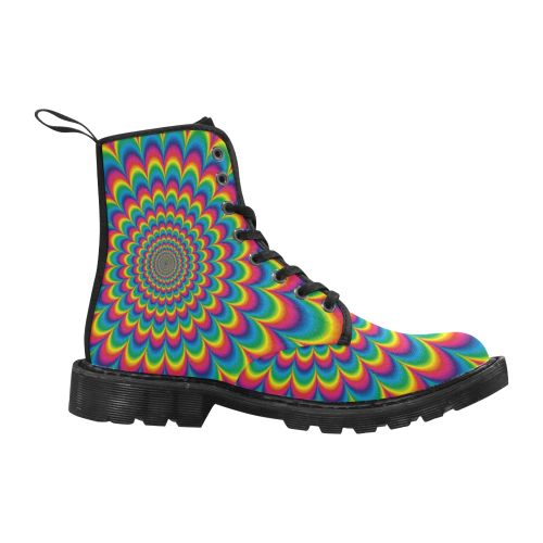 Crazy Psychedelic Flower Power Hippie Mandala Martin Boots for Men (Black) (Model 1203H)