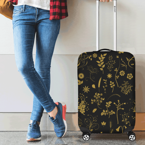 Ethno Floral Elements Pattern Gold 1 Luggage Cover/Small 18"-21"