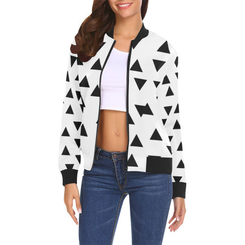 Design triangles B-WHITE All Over Print Bomber Jacket for Women (Model H19)