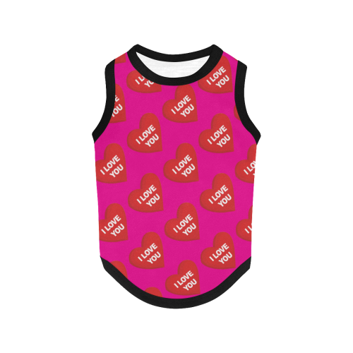 I love you in hearts - PINK All Over Print Pet Tank Top