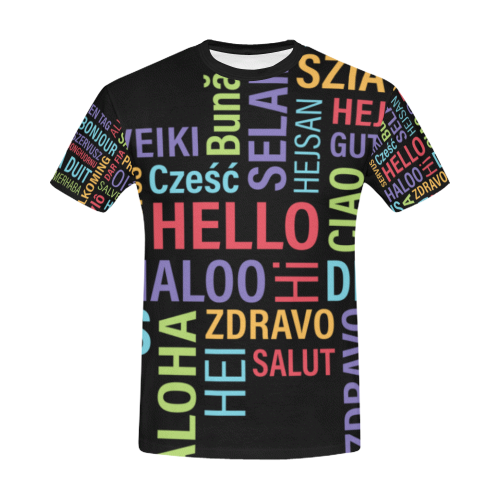 HELLO TO THE WORLD All Over Print T-Shirt for Men/Large Size (USA Size) Model T40)