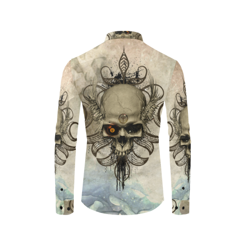 Creepy skull, vintage background Men's All Over Print Casual Dress Shirt (Model T61)
