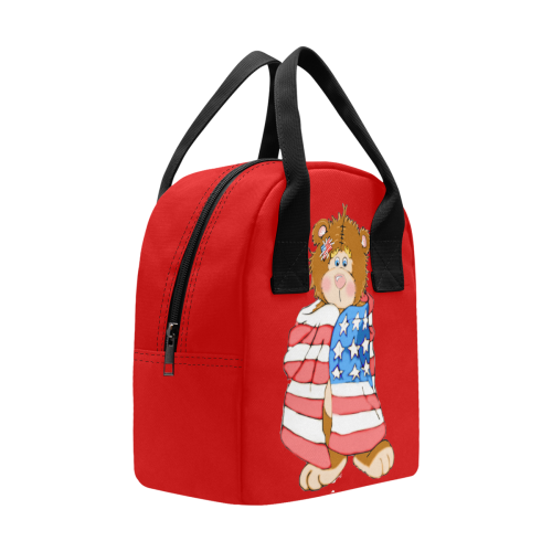 Patriotic Flag Bear Red Zipper Lunch Bag (Model 1689)