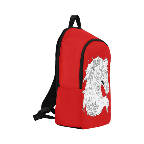 Color Me Sugar Skull Horse Red Fabric Backpack for Adult (Model 1659)