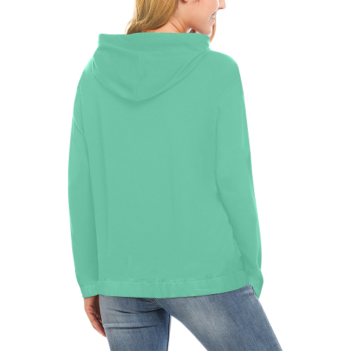 color medium aquamarine All Over Print Hoodie for Women (USA Size) (Model H13)