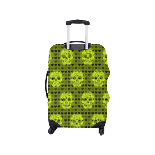 skulls and hearts,yellow by JamColors Luggage Cover/Small 18"-21"