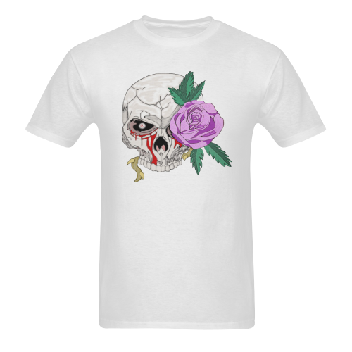 Skull Rose Pink White Men's T-shirt in USA Size (Front Printing Only) (Model T02)
