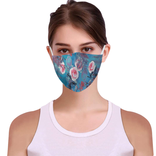 flowers #flowers #pattern 3D Mouth Mask with Drawstring (60 Filters Included) (Model M04) (Non-medical Products)
