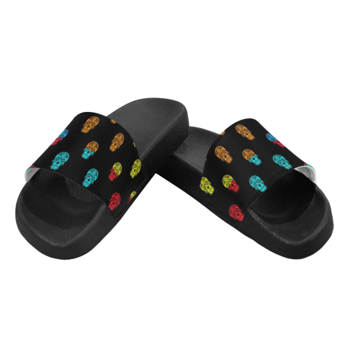 Color mix Skulls A by JamColors Men's Slide Sandals (Model 057)