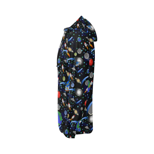 Galaxy Universe - Planets, Stars, Comets, Rockets All Over Print Full Zip Hoodie for Women (Model H14)