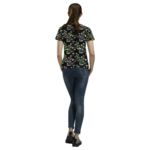 Vivid floral pattern 4182C by FeelGood All Over Print T-shirt for Women/Large Size (USA Size) (Model T40)