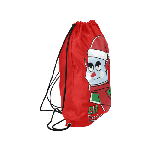 Elf Esteem CHRISTMAS RED Medium Drawstring Bag Model 1604 (Twin Sides) 13.8"(W) * 18.1"(H)