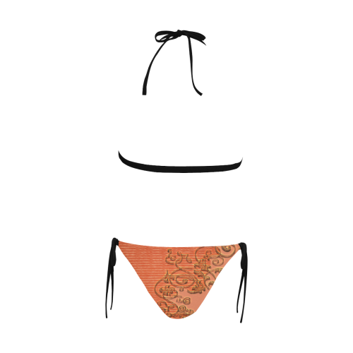 Soft vintage design Buckle Front Halter Bikini Swimsuit (Model S08)