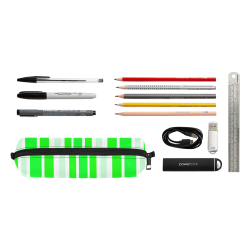 Neon Green Stripes Pencil Pouch/Small (Model 1681)