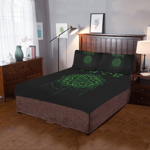 Green Tara Mantra 3-Piece Bedding Set