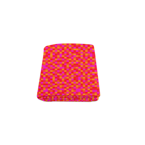 Funny funky crazy neon pink orange red multicolor pixels pixel squares pattern gamer Blanket 40"x50"