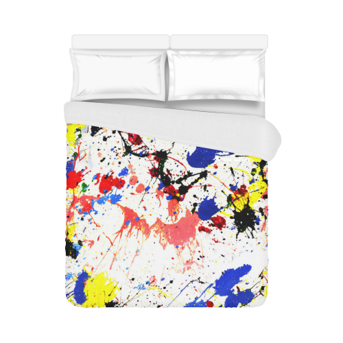 Blue and Red Paint Splatter Duvet Cover 86"x70" ( All-over-print)