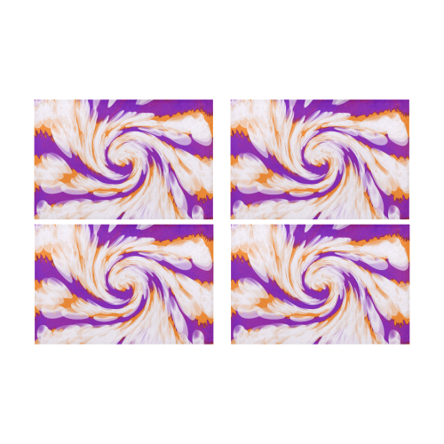 Purple Orange Tie Dye Swirl Abstract Placemat 12’’ x 18’’ (Set of 4)