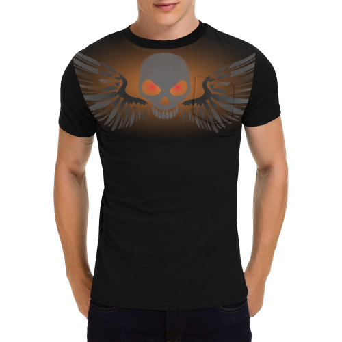 american skull slim fit Men's All Over Print T-Shirt with Chest Pocket (Model T56)