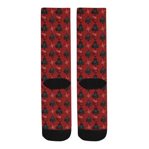 Las Vegas Black and Red Casino Poker Card Shapes Red Trouser Socks (For Men)