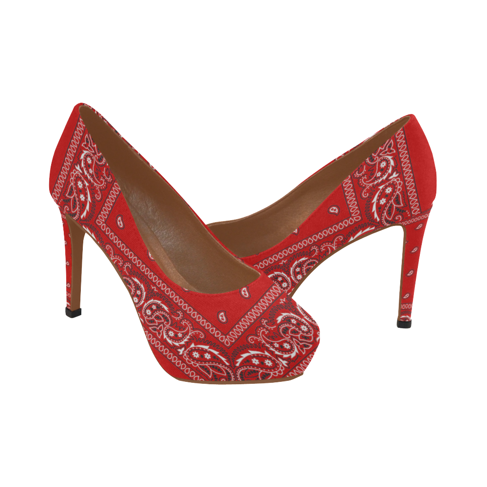 Red Bandana Women's High Heels (Model 