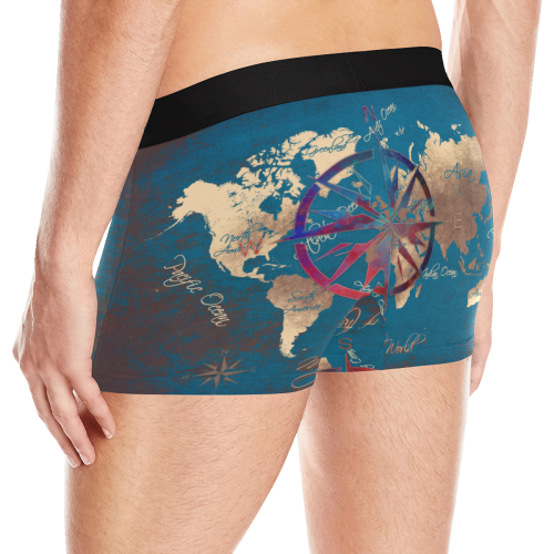 world map wind rose #map #worldmap Men's Boxer Briefs with Merged Design (Model  L10)